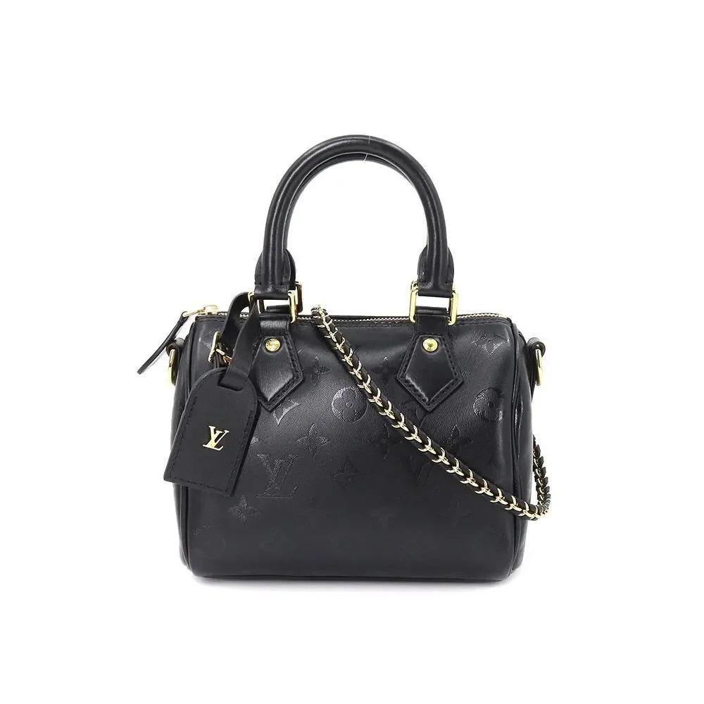 Louis Vuitton Speedy BB Empreinte Leather Chain Shoulder Bag Black
